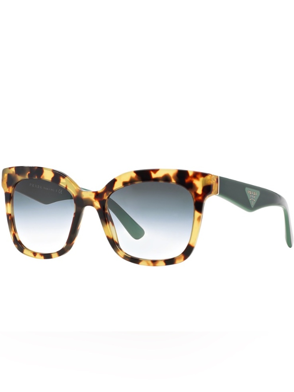 Prada Tortoiseshell Square Sunglasses with Gradient Blue Lenses PR 24QS